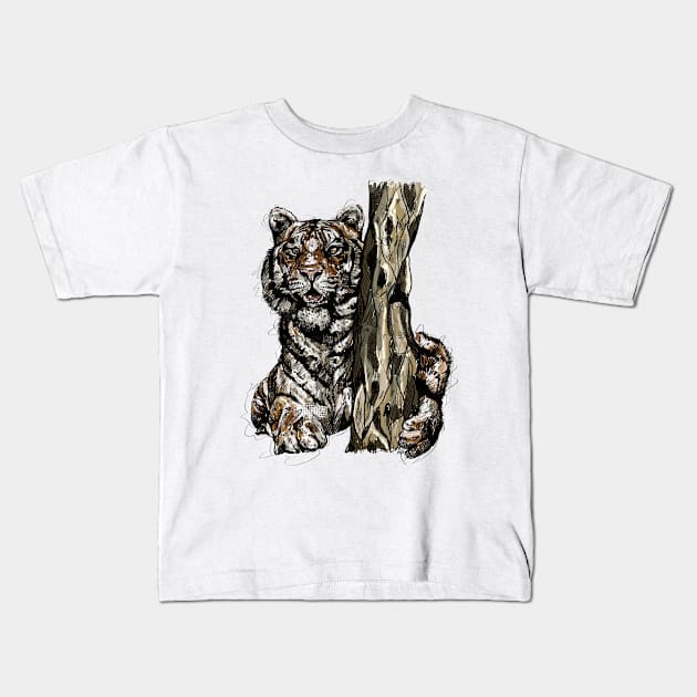 Bengal Tiger Kids T-Shirt by JuicyCreations